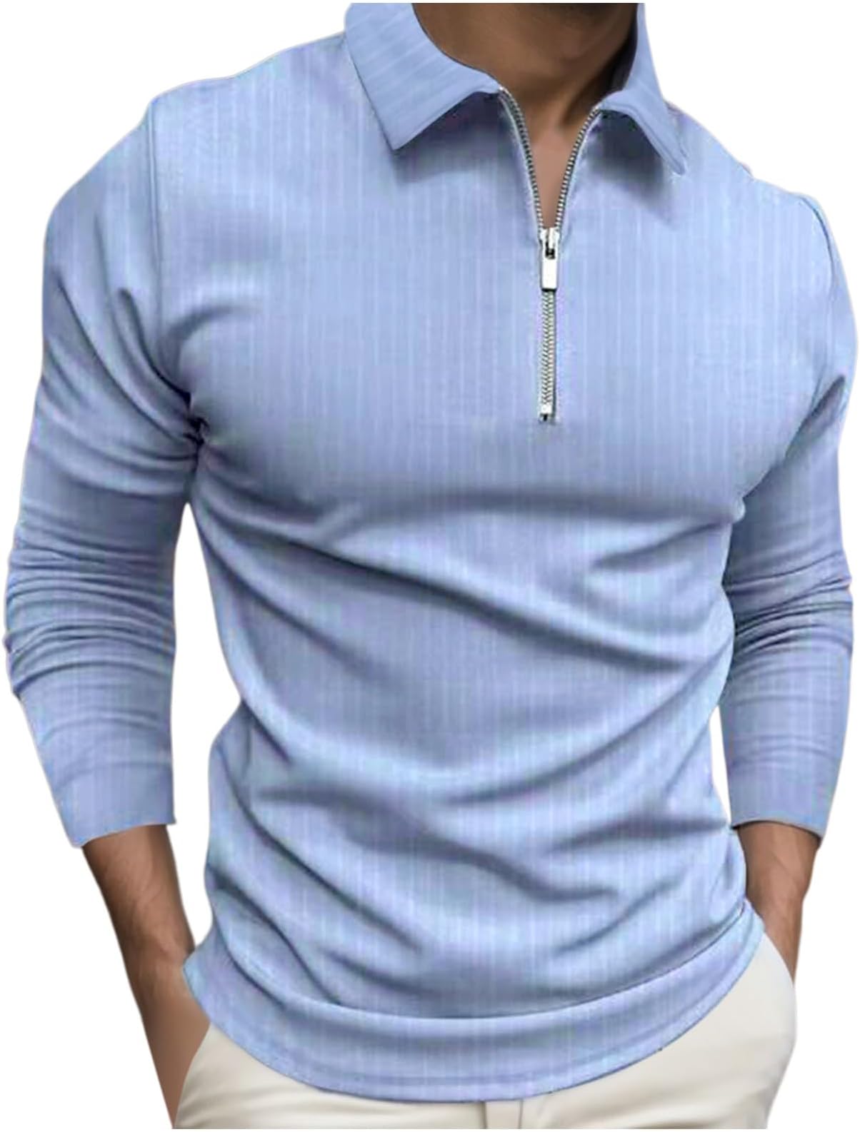 Polo Shirts for Men with Pocket,Mens Polo Shirts Causal Long Sleeve Regular Fitted Autumn Classic Trendy Shirt