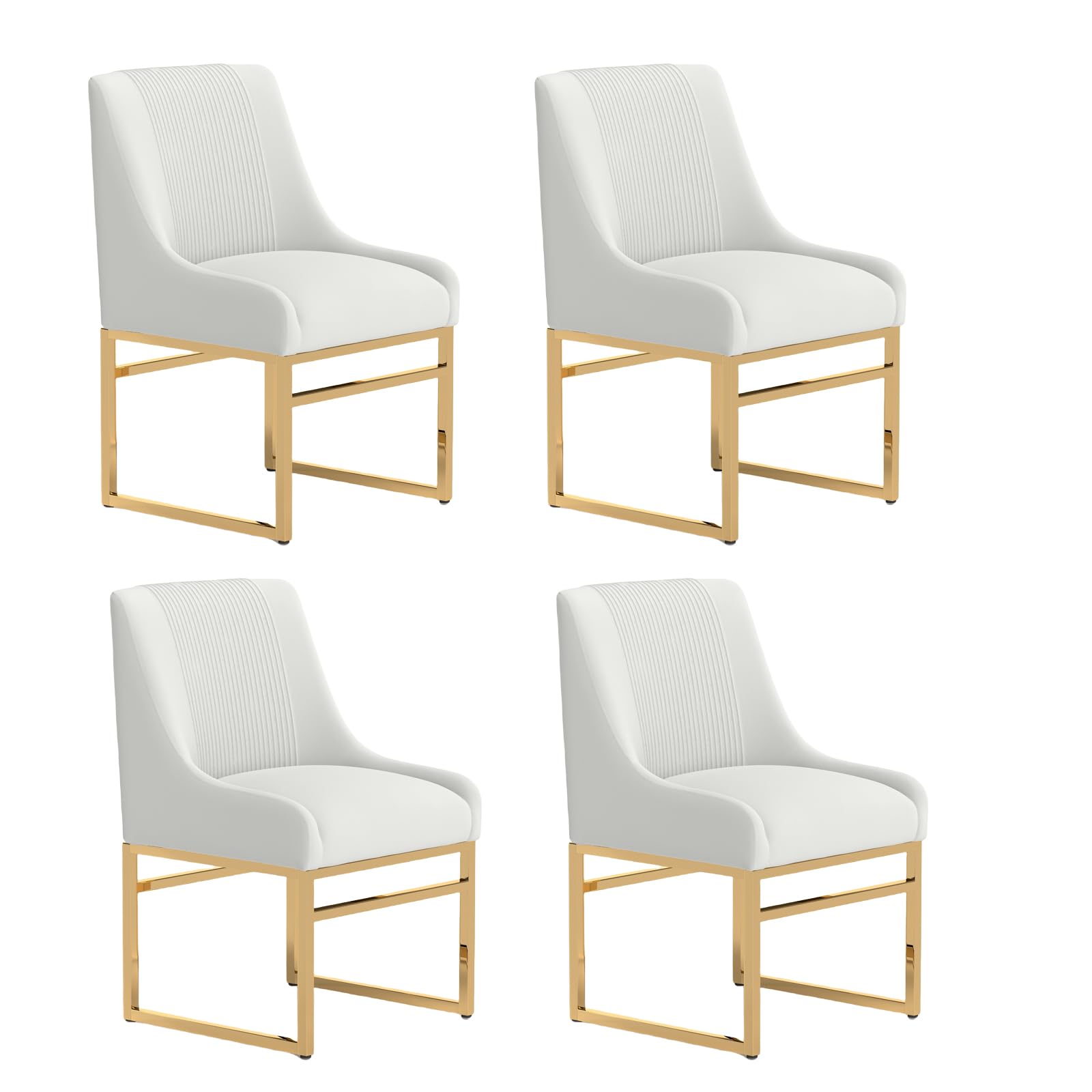 Kitchen & Dining Room Chairs Set of 2 Mid Century Modern Dining Chairs Upholstered Dining Chairs with Polished Gold Finish Metal Frame-Gold Base