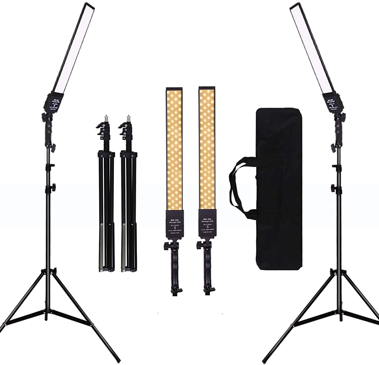 LED Video Light Photography Lighting Kit - 2 Packs Light Handheld LED Light with 2 Meters Light Stand Photographic Video Fill Light, 3200K-5500K Adjustable with Brightness LED Light (2PCS)