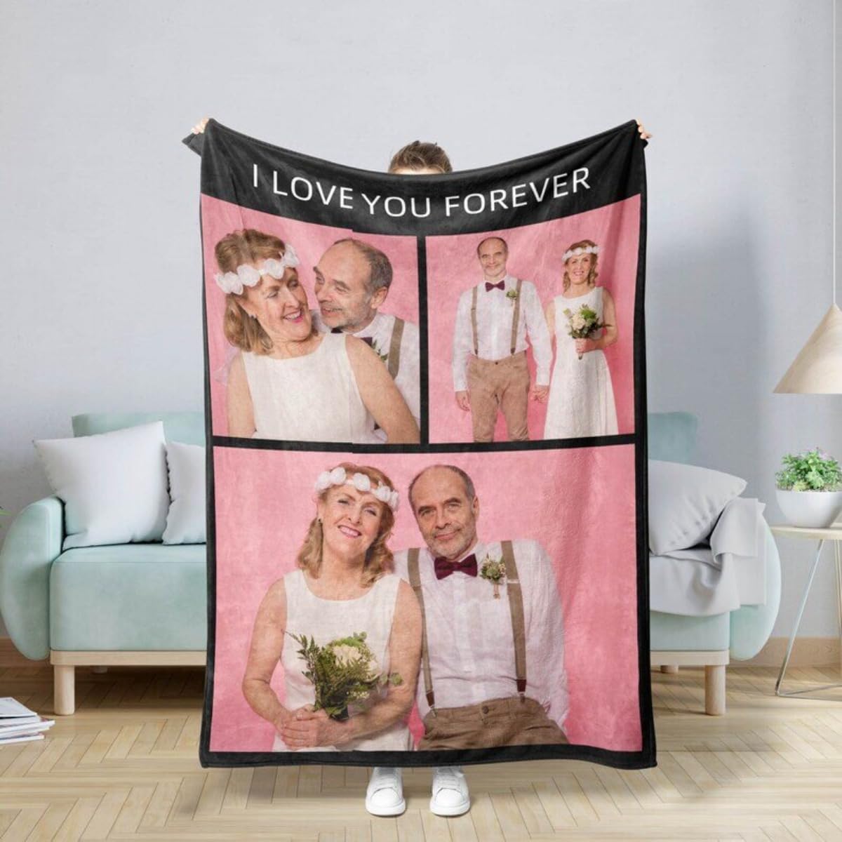 Couverture personnalisée avec photo et texte pour vos soirées cocooning en duo