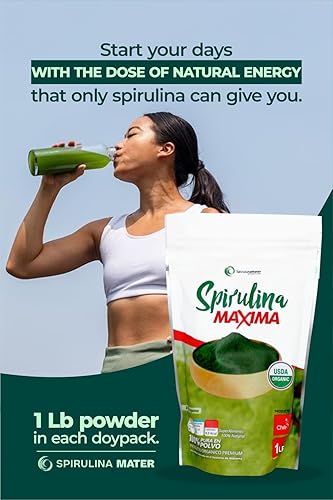 Miniatura 5 de Polvo de espirulina orgánico USDA producido en el desierto de Atacama, rico en nutrientes, mejora las defensas de tu cuerpo, ayuda con el bienestar