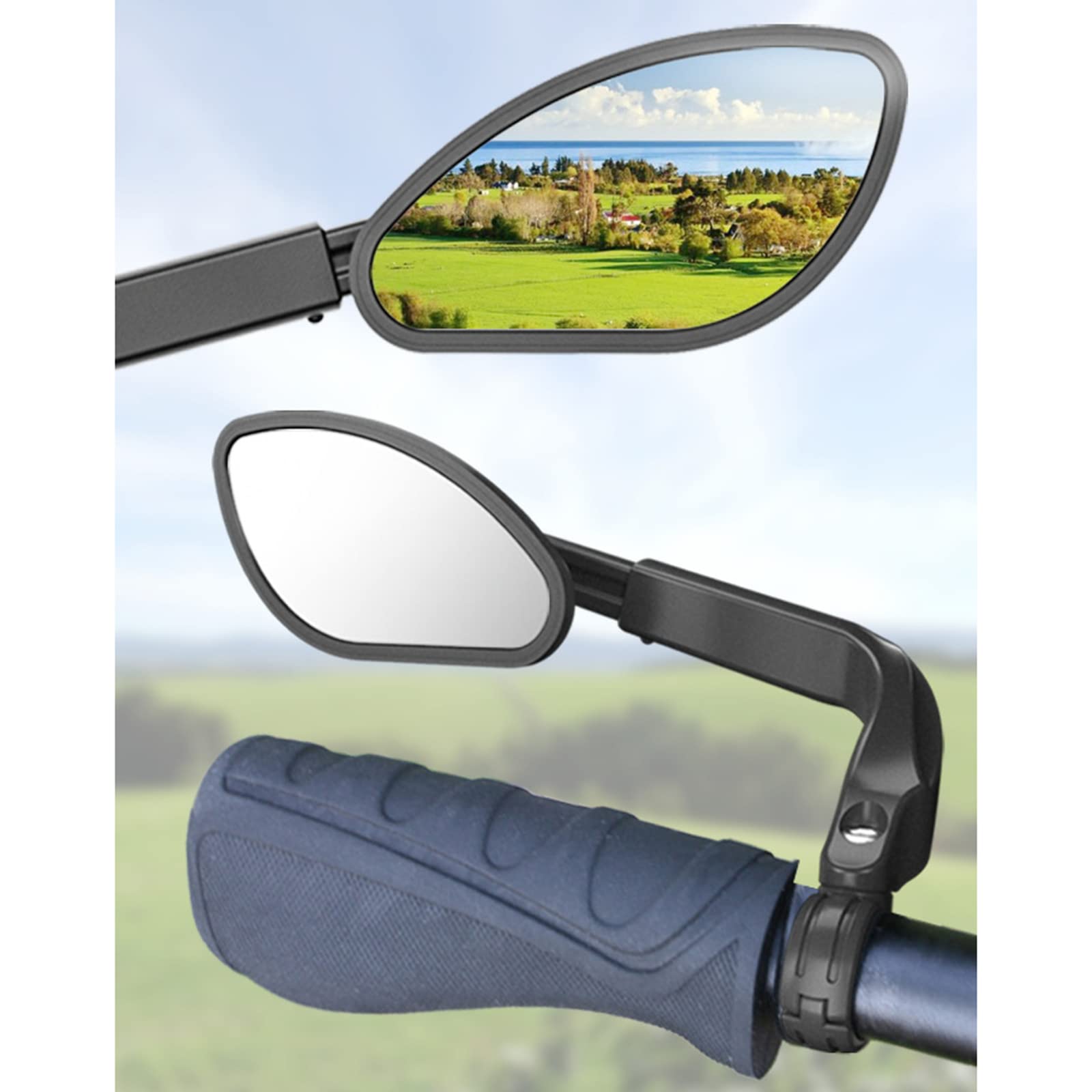 Manubrio per bici da strada, vista posteriore, lente in acciaio inox, rotazione a 360 gradi