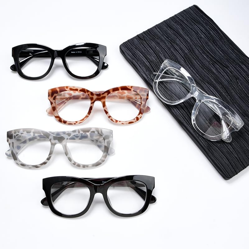 Image of Eyekepper 5 Pack Oversized Reading Glasses - Retro Readers for Women Include 2 Pairs Black +0.50