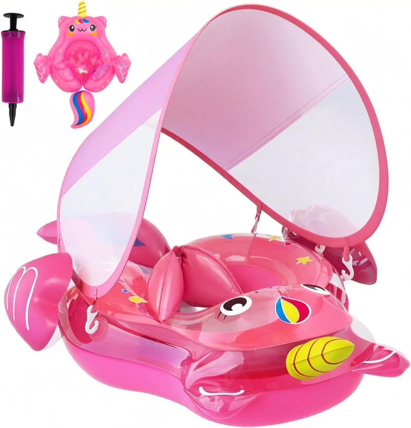 ROCKY&CHAO Baby Swim Float with Canopy
