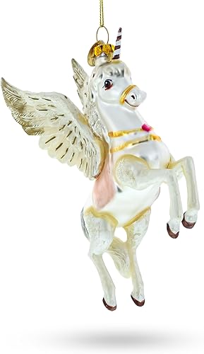 Miniatura 3 de Encantador adorno navideño de unicornio blanco de vidrio soplado