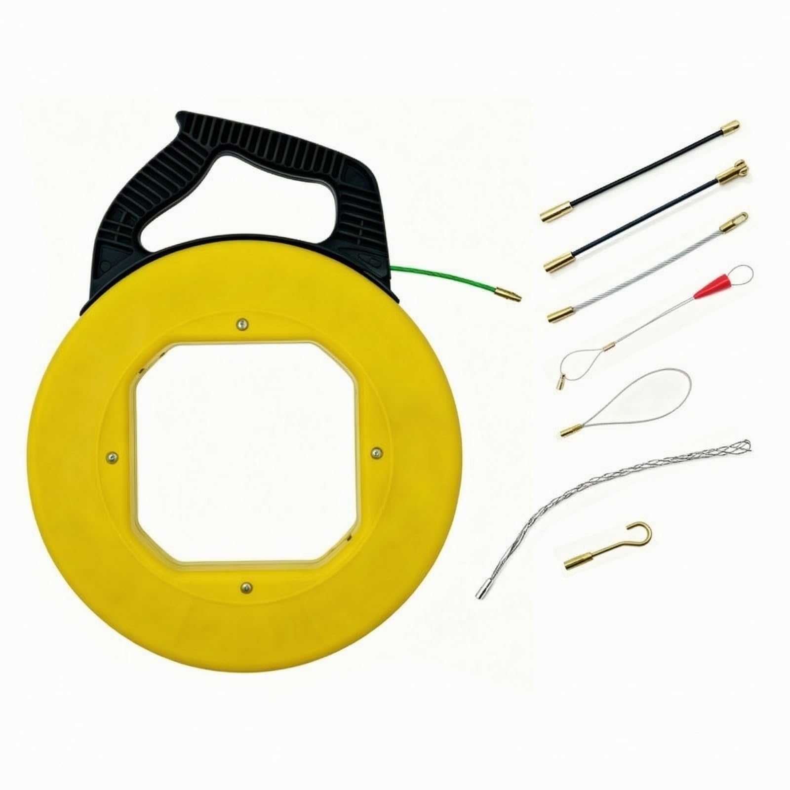 Pasacables de Fibra de Vidrio Guía de Guía de Cables Varilla para Conductos Hilo Pasacables con Cabezales Rectos y Lazos para Tramos Difíciles