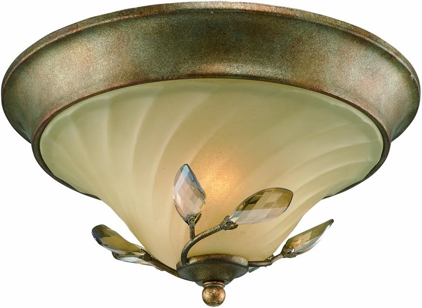 Golden Lighting 5400FMRG Flush Mount with Swirled Mist Glass Shades, Rose Gold Finish