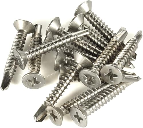 Miniatura 9 de Tornillos autoperforantes de cabeza plana #6 x 12" Tornillos de chapa metálica, acero inoxidable 410, 100 unidades
