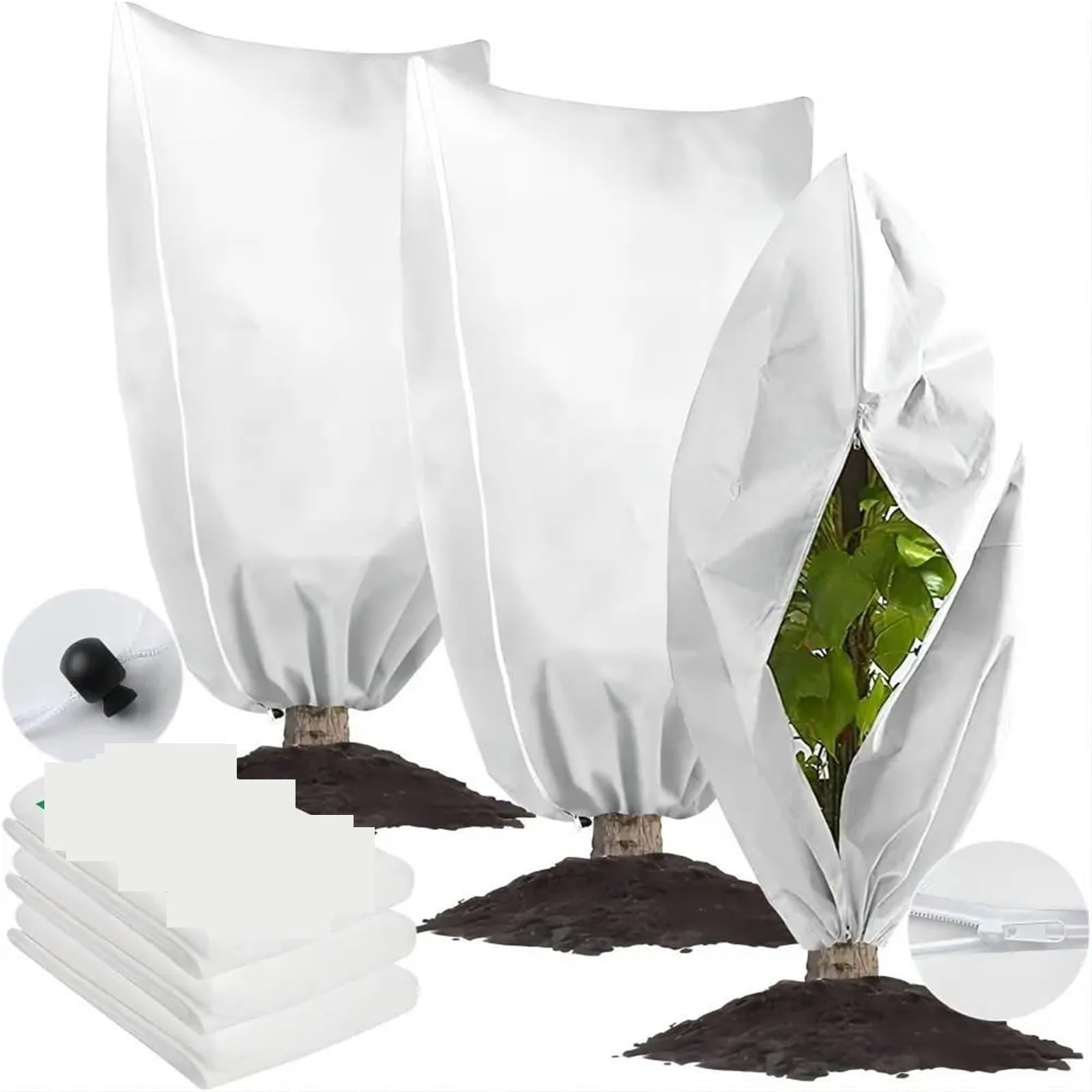 Voile d'Hivernage - Protection contre le Gel pour Lot de 3 sacs protection hivernale for plantes, housses chaudes et isolantes en non-tissé, antigel for la végétation extérieure jardin(Green-80x120cm)