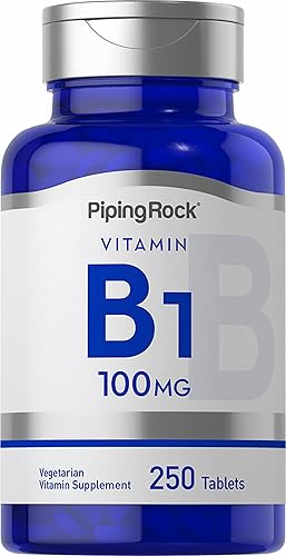 Piping Rock Vitamina B-1 100 mg 250 comprimidos Suplemento de tiamina Sin OMG, sin gluten