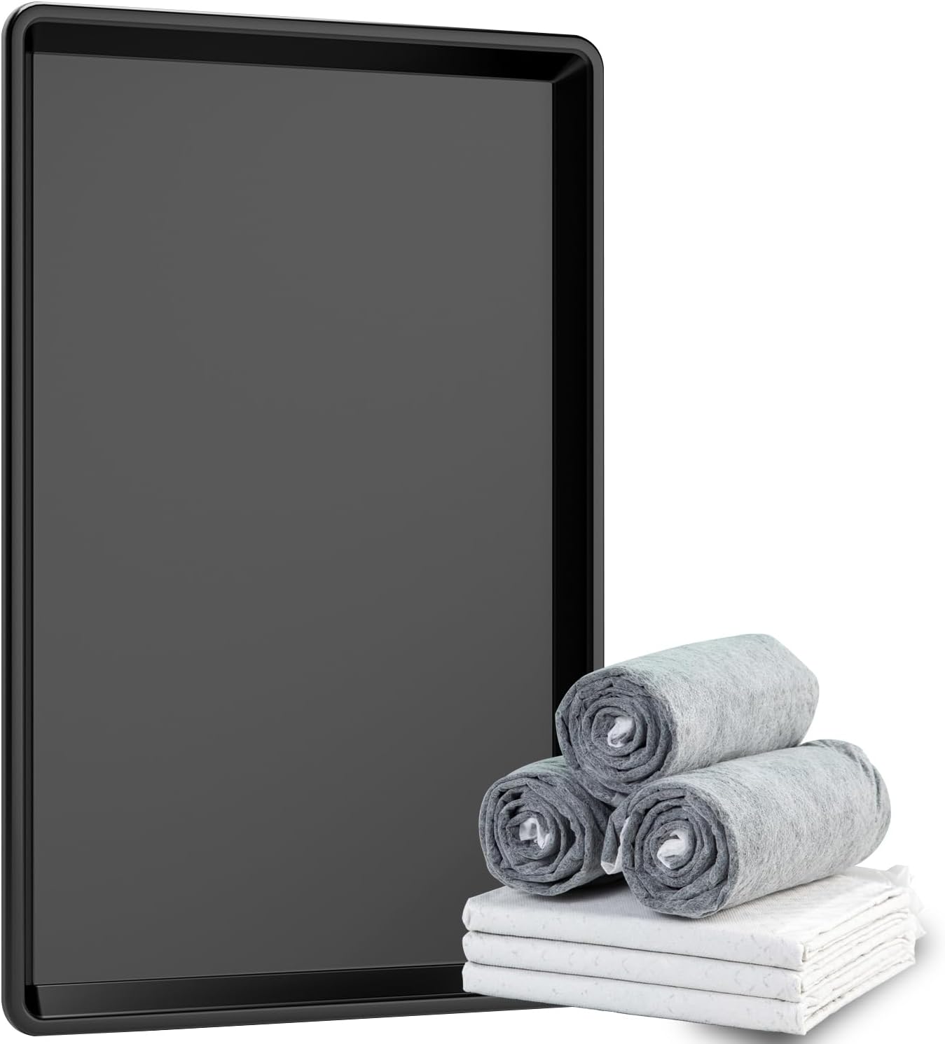 Dog Crate Tray 36" - ChewProof Replacement Pan, Easy to Clean, Easy to Assemble,Ideal for Potty Training - Perfect for Pet Crates & Kennels (1PCS+7Pcs Pee Pads, Tray 35.5" fit 37" Crate)