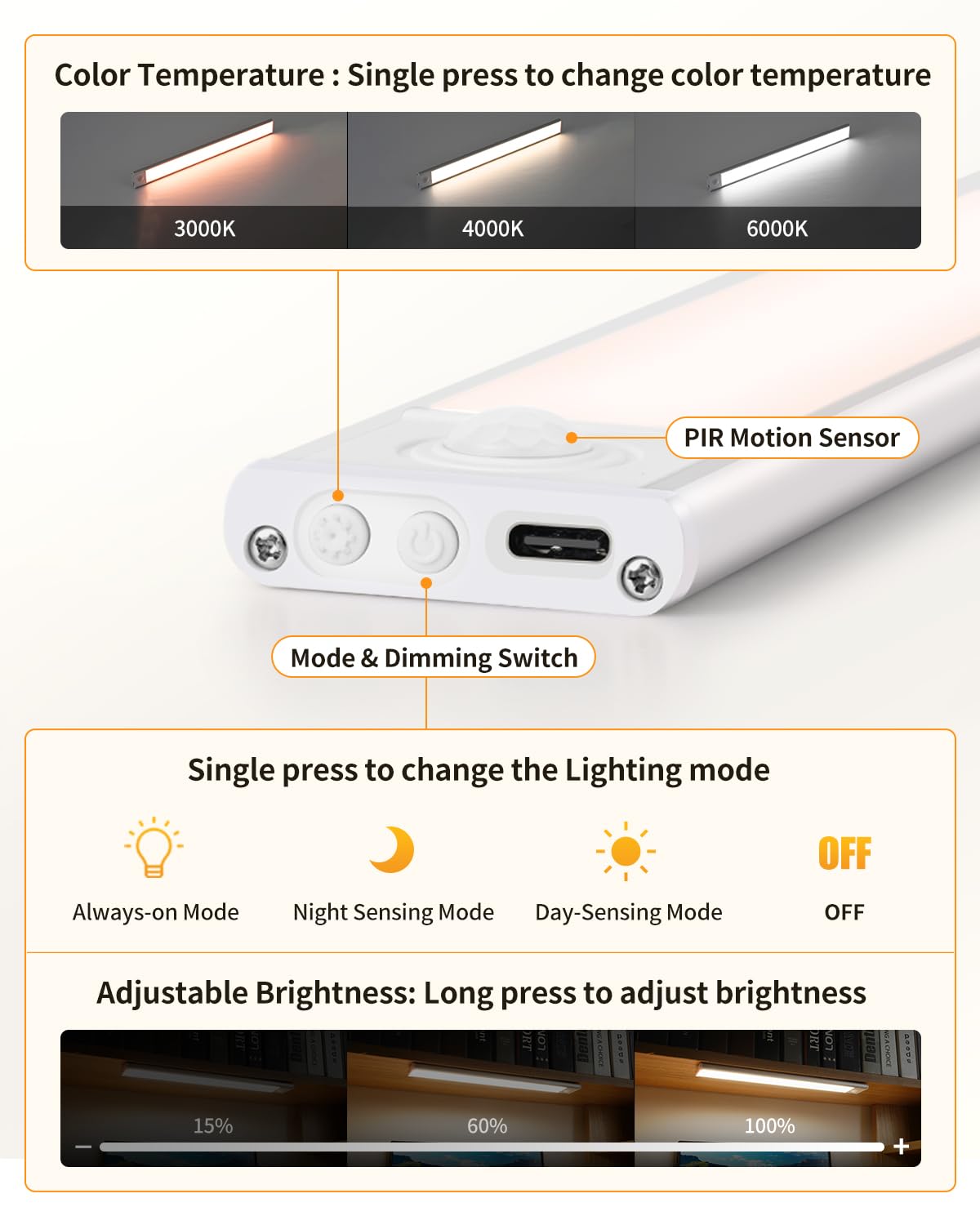 Kitchen Lighting GE LED Undercabinet Light - 18inch Linkable With 5 Color  Temperatures, Plug-in Design Under Cabinet Lighting Soft White, image size:1200x1500