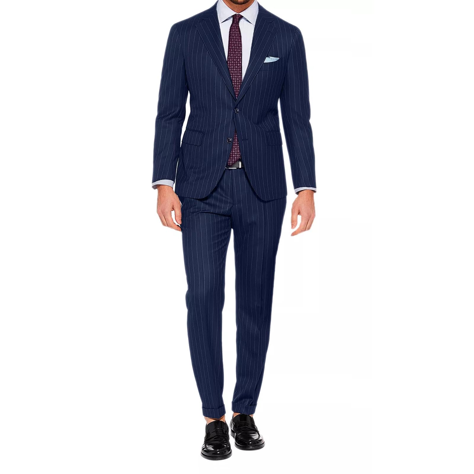 Abito Elegante da Uomo Gessato Tutte Le Stagioni Completo Giacca e Pantalone Vestito a Righe Formale Due Pezzi Casual Elegante Matrimonio