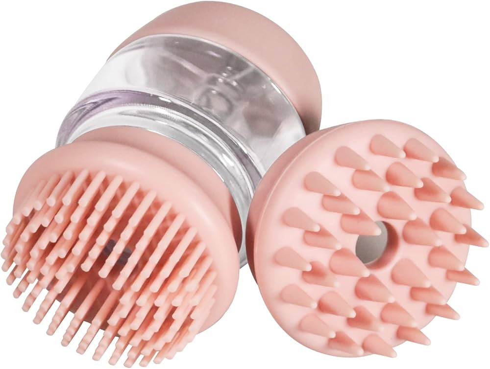 Multifunctional Pet-Bath-Brush for Dog and Cat Washing,Soothing Massage Soft Hair Silicone Comb with Shampoo Dispenser(Pink)