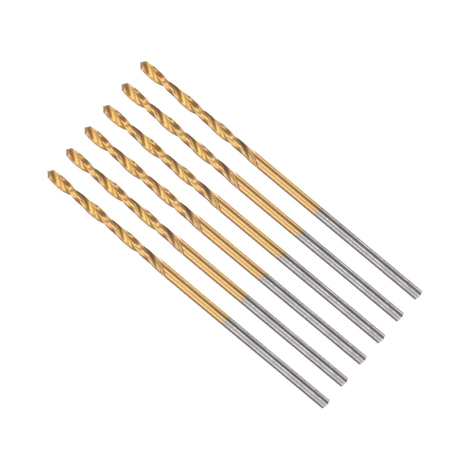 CoCud Twist Drill Bits, 1.2mm Drilling Diameter, Titanium Coated High Speed Steel 6542 Straight Round Shank