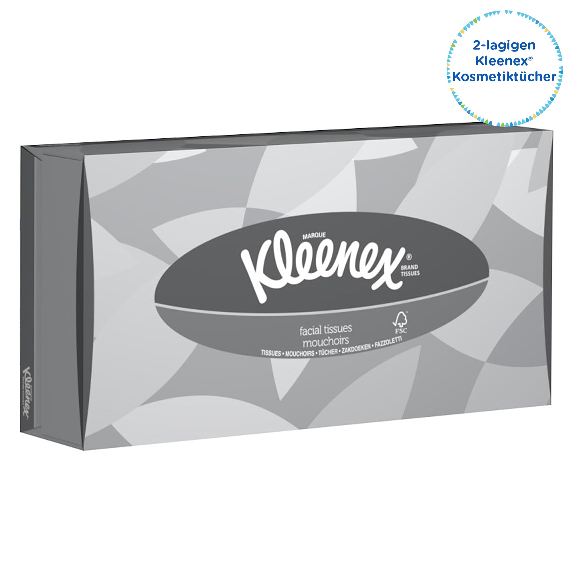 Kleenex Kosmetiktücher 8835, Box mit 2-lagigen weiße Kosmetiktüchern, aus FSC-zertifiziertem Papier, 21 flache Kosmetiktuchboxen x 100 Tücher (insges. 2.100)