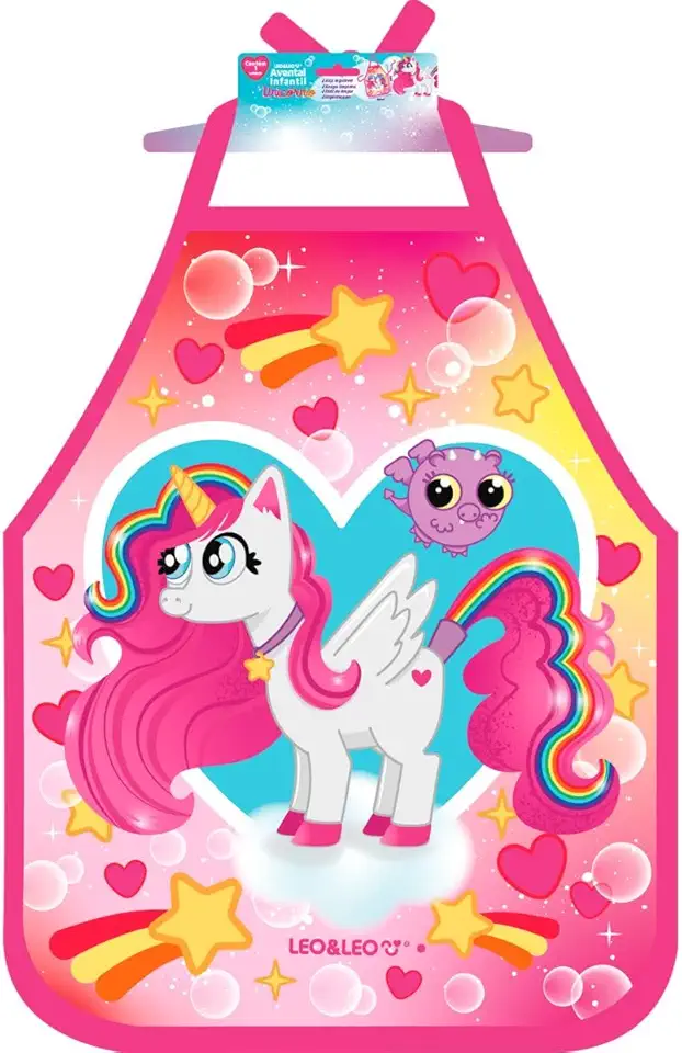 Avental Escolar, Leonora, Decorado, Unicórnio, Regulável, Infantil