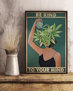 Pot Head Poster Be Kind to Your Mind Poster Cannabis Poster Vintage Cannabis Marijuana Pot Head Weed Poster Wall Art Poster Cute Sign Wall Decor Metal Sign Poster 8X12 Inches,8 x 12 in