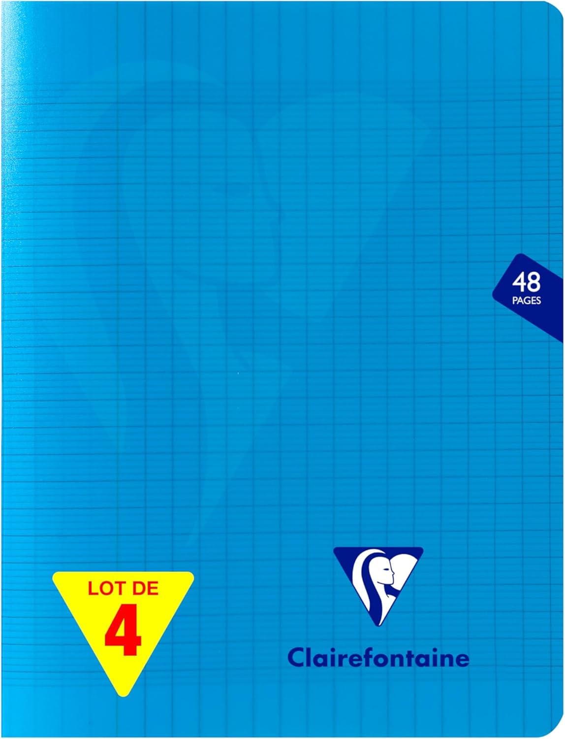 Clairefontaine 323751AMZC - One Pack of 4 Mimesys Stapled Notebooks - 17x22 cm - 48 Seyes Ruled Pages - White Paper 90 g - Polypro Cover - Colour : Blue