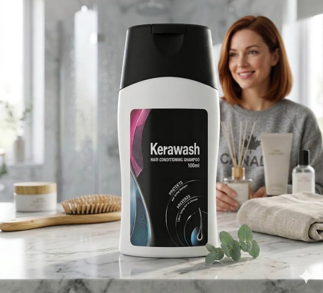 Kerawash Hair Conditioning Shampoo 100ml | Color-Protective Formula, Prevents Hair Fall, Ceramide Replenishing, Dual-Action Cleanse, Scalp Microcirculation-image-1