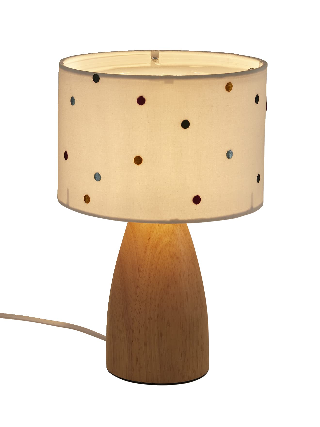 VERTBAUDET Kinderzimmer Nachttischlampe Mit Tupfen-Stickerei – Süße, Gemütliche Lampe Fürs Kinderzimmer, Beige/mehrfarbig