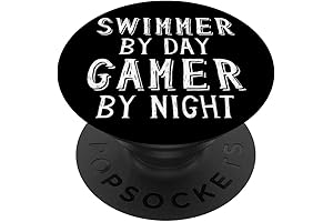 Swimmer By Day Gamer By Night Competition Swimming Swim Team PopSockets Swappable PopGrip