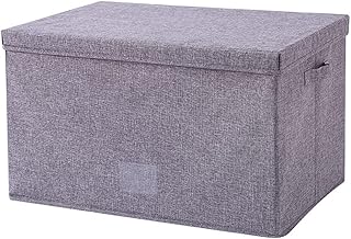 WDhomLT Cestos de armazenamento com tampas Caixas de armazenamento de tecido de linho dobráveis com tampas organizadores de armário dobráveis com tampa Caixas de armazenamento dobráveis com tampas Caixa de armazenamento de armário para prateleiras