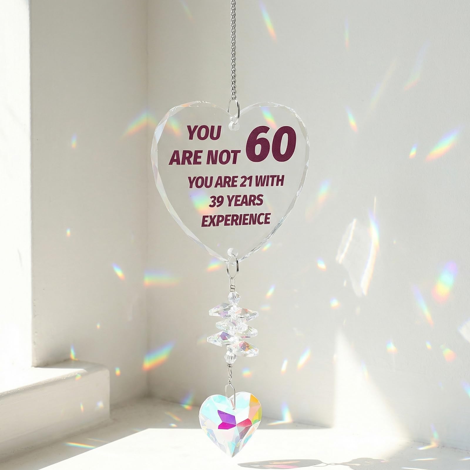 60th Birthday Gifts for Men, 60th Birthday Gifts for Women，Funny Crystal Suncatcher, Unique Crystal, Sister Friend Bestie Son Nan Grandad mum Girlfriend Boyfriend Dad Husband Wife