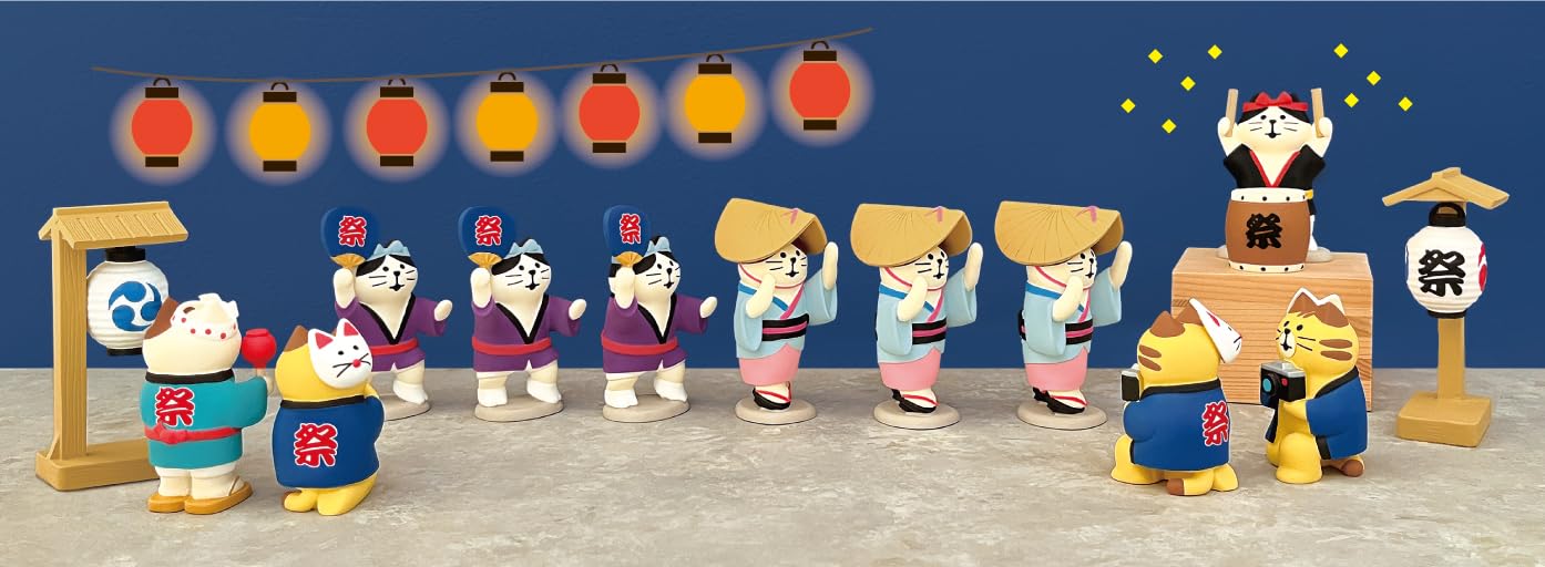 デコレコーポレーション コンコンブル お祭りにゃんこ 太鼓猫 可愛い 猫 置物 W34×D22×H54mm ZCB-16973 - 4