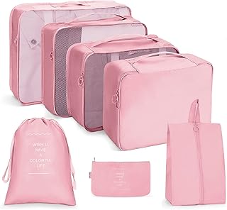 Niwlix Nylon Travel Organizer 7 In 1 Packing Cube For Travel Space Saver Laundry Cosmetics Luggage Makeup Bag Organizers S...