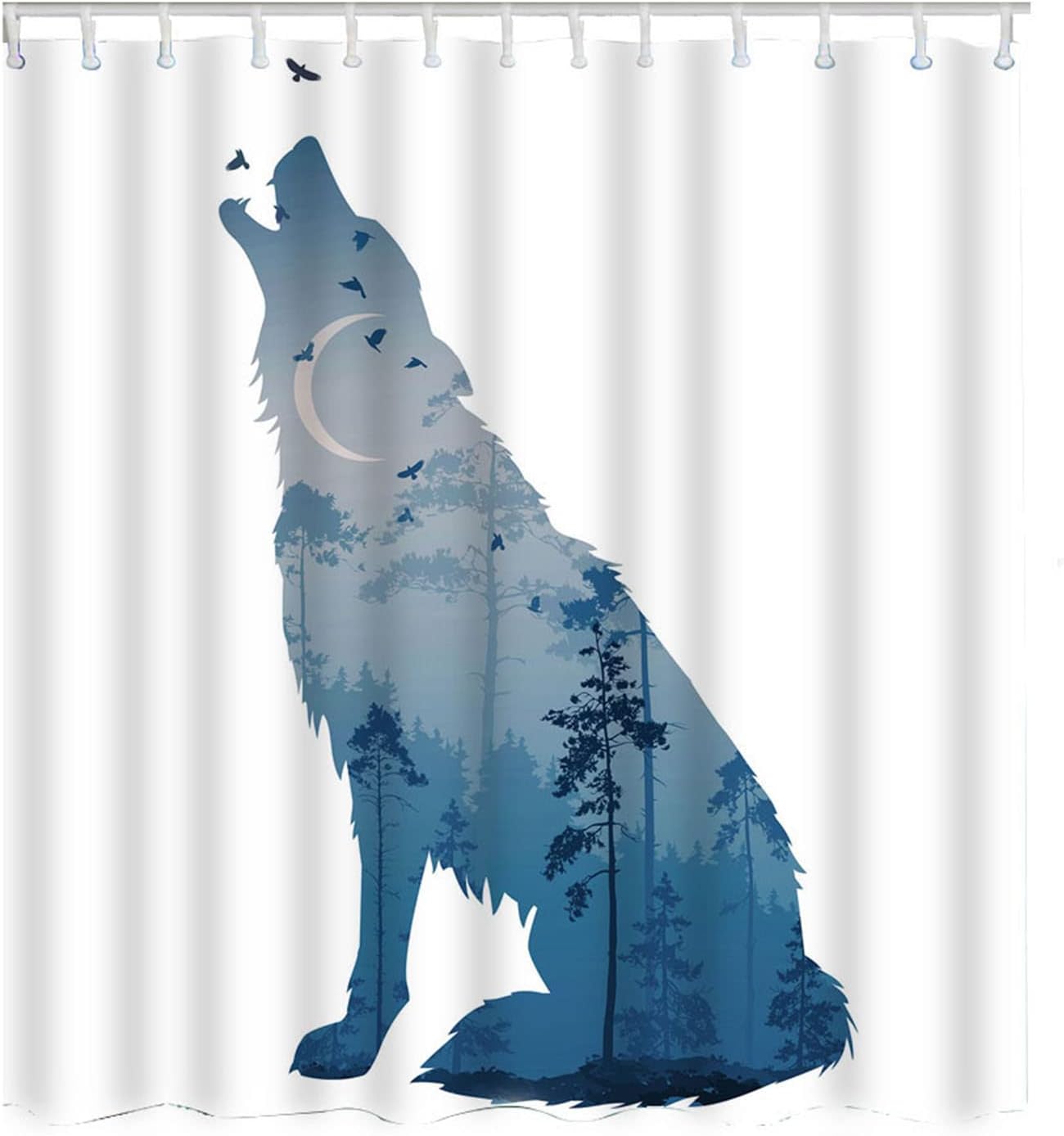 Moslion Wolf Shower Curtain Set Wild Animal Howling Wolves