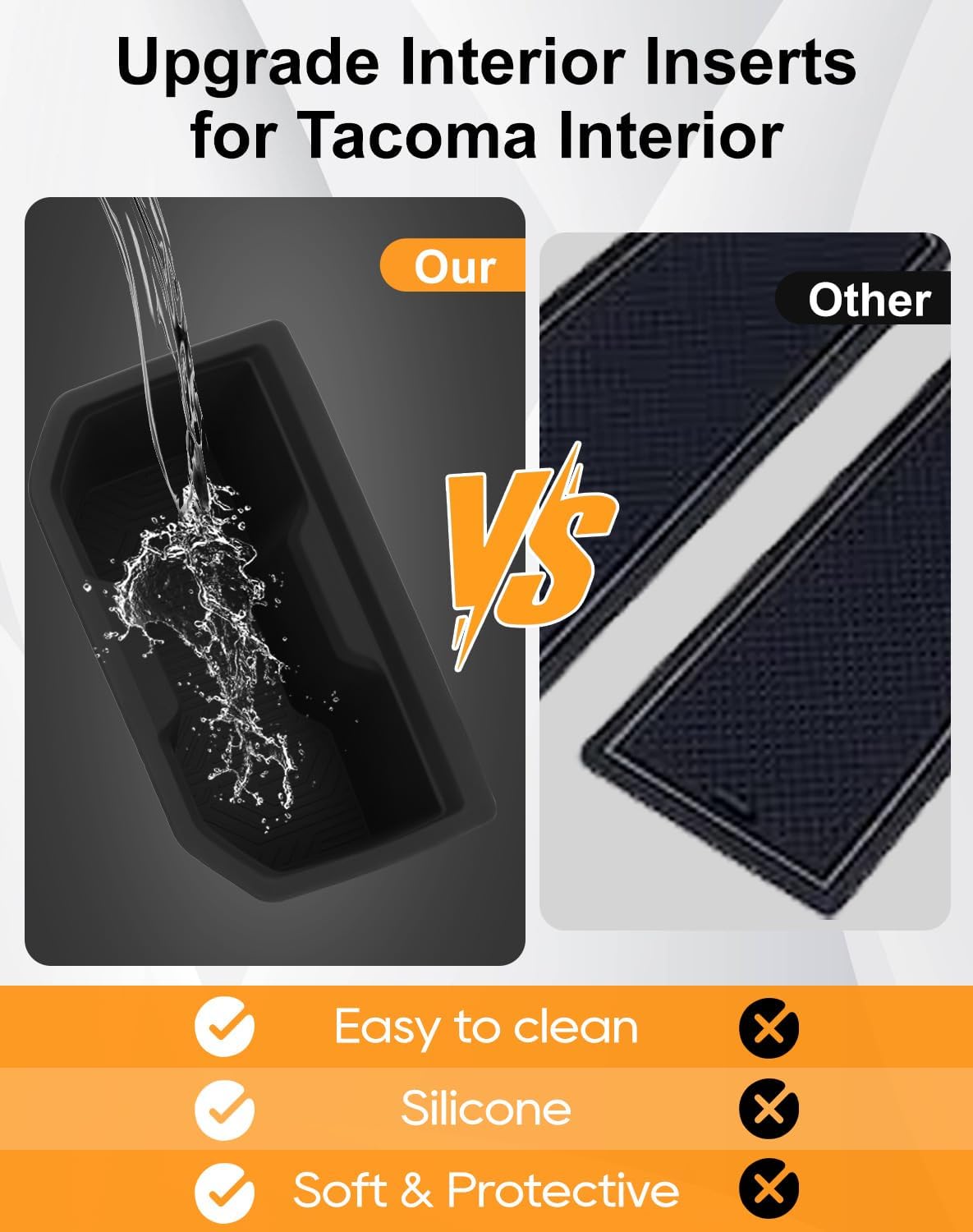 Interior Silicone Inserts Liner Fit for Tacoma 2025 2024 13PCS, Custom Fully Covered Non-Slip Fit for Toyota 4th Gen Tacoma Accessories, Include Center Console Cup Holder Door Pocket and More