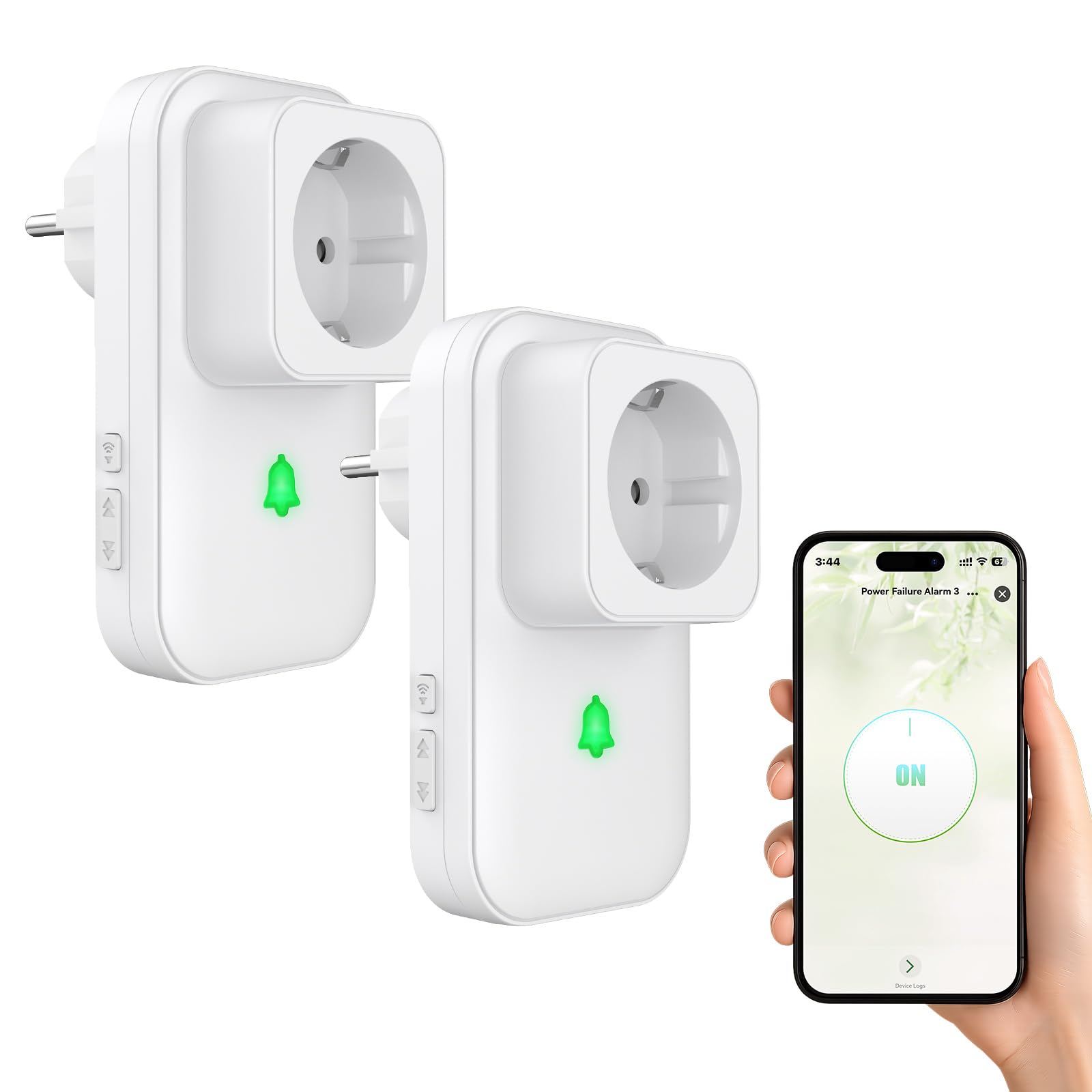 2 Pack Detector de Corte de Corriente WiFi, Enchufe de Alarma por Apagón Tuya WiFi con App Smart Life, 3 Niveles de Volumen hasta 110 dB para Acuario/Refrigerador