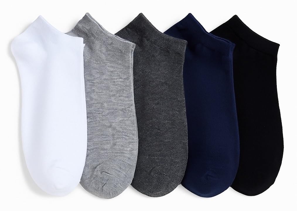 fabloid Men & Women Solid Multicolor Cotton Blend Free Size Ankle Length Socks (Pack of 5)-picture-0