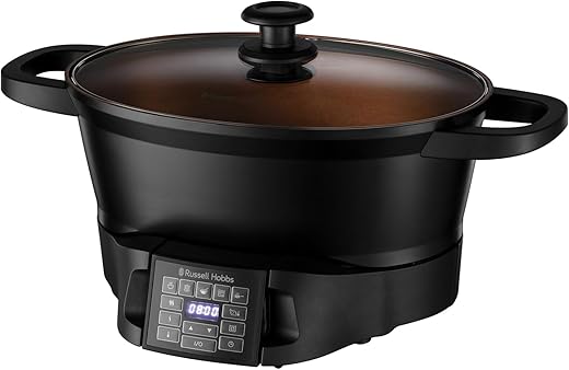 Russell Hobbs Good-to-Go 6.5L Electric Multicooker - 8 Digital functions inc Sear, Slow Cook, Steam, Boil, Keep warm & Roast, Cast aluminium housing, Glass lid, Dishwasher safe parts, 750W, 28270