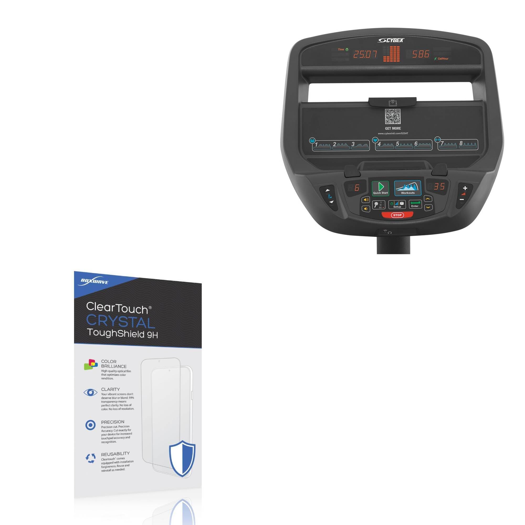 BoxWave Screen Protector Compatible With CYBEX 525AT TOTAL BODY ARC TRAINER - ClearTouch Crystal ToughShield 9H (2-Pack), Clear 9H Tough Flexible Film Screen Protector