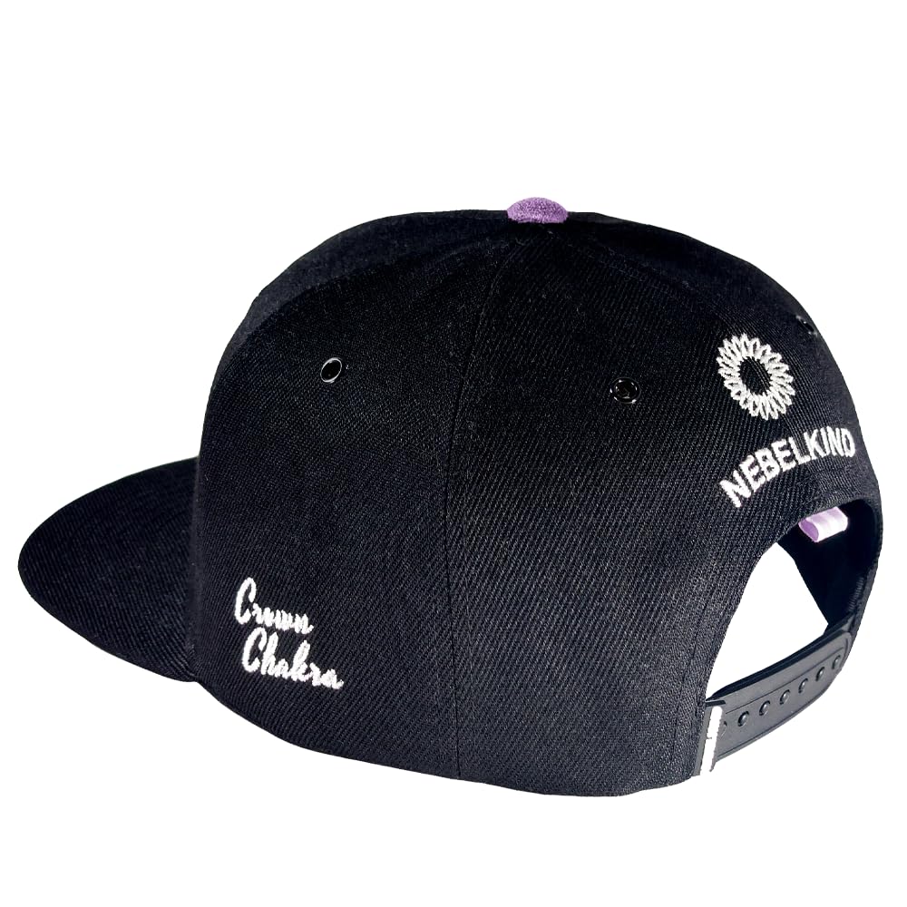 Nebelkind Snapback-Cap-Herren Damen Crown Chakra, Einheitsgröße OneSize, Größenverstellbar, Unisex, hochwertige Basecap trendig, Streetwear Style, Baseball-Kappe, gerader Schirm, Retro