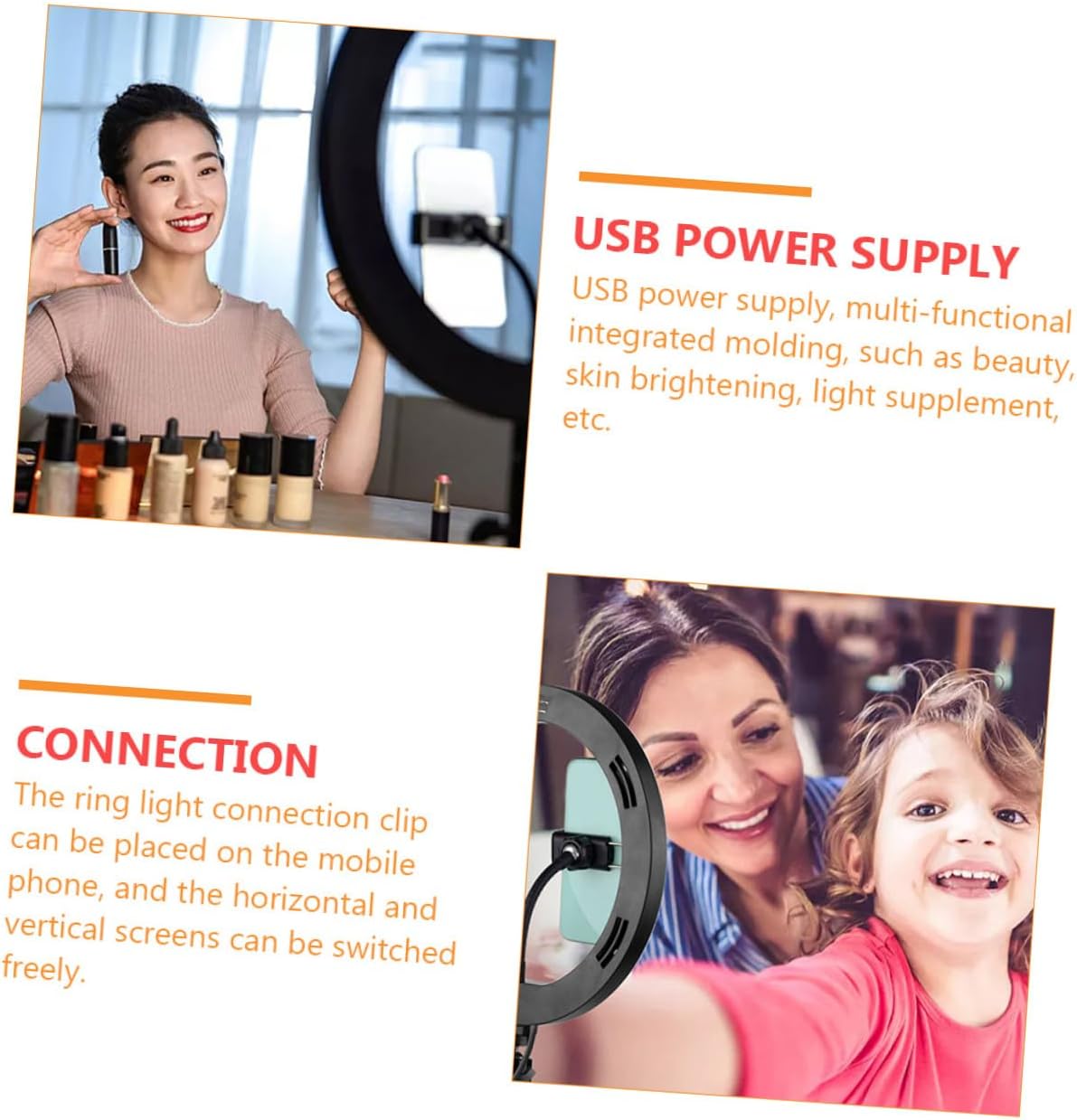 PRETYZOOM Fill Light Phone Stand with Remote 10-inch USB Tri-Color Dimmable LED Selfie Light and Adjustable Phone Holder for Live Streaming Video Recording, Black