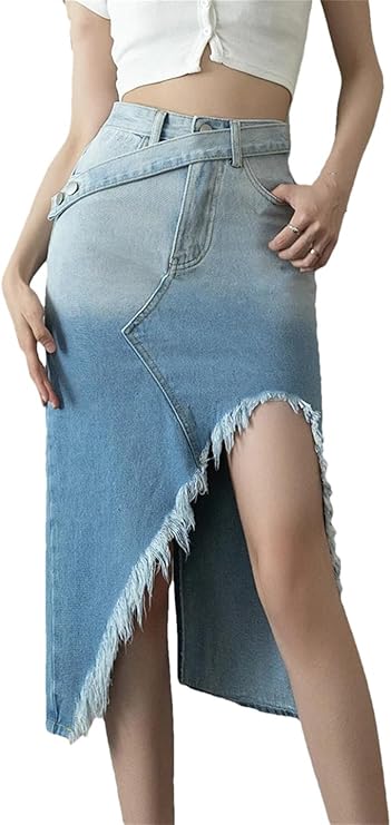 Vintage Asymmetrical Denim Skirt EPU0008