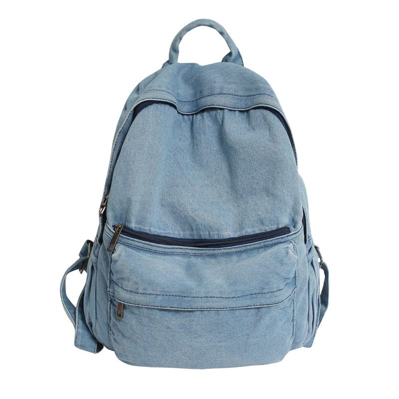 Japanese Denim Backpack for Women – Lazy Style Solid Color Drop-Feel Backpack, Large Capacity Student Schoolbag-image-21