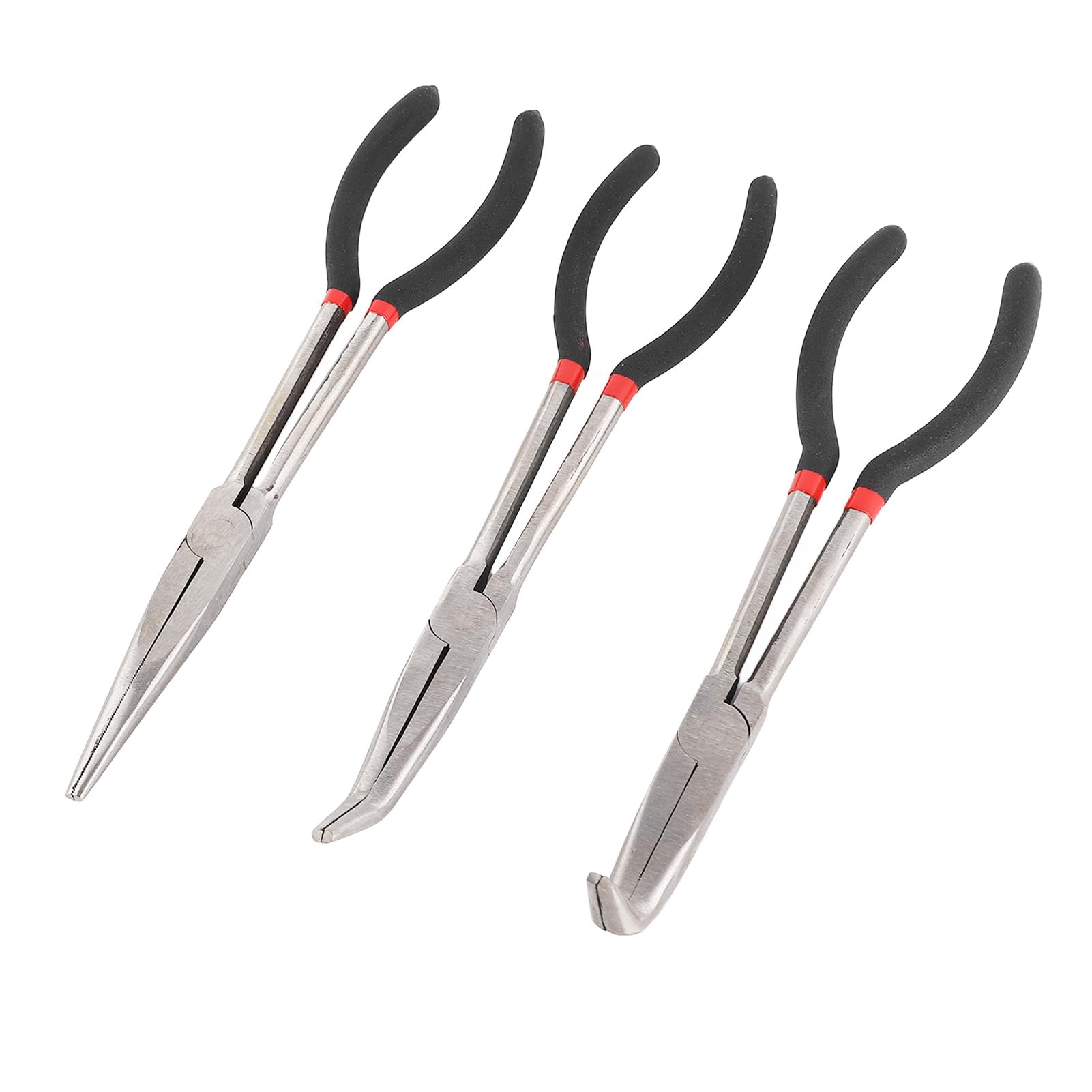 3PCS Needle Nose Pliers 11 Inch Steel Extended Straight 45 Degrees 90 Degrees Long Nose Pliers