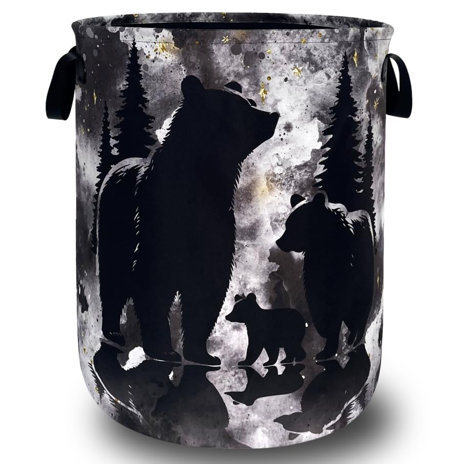 Bears Laundry Basket Oxford Cloth Foldable Hamper 18.9x16.5 Inch