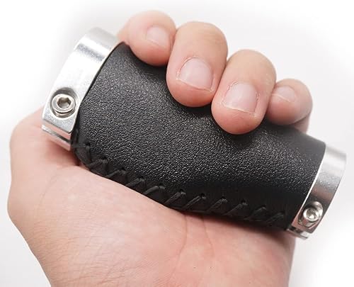 Miniatura 7 de BBxunsless Mango corto para bicicleta, antideslizante, de piel de microfibra de PVC, ergonómico, cosido a mano, casual, retro, doble bloqueo, para