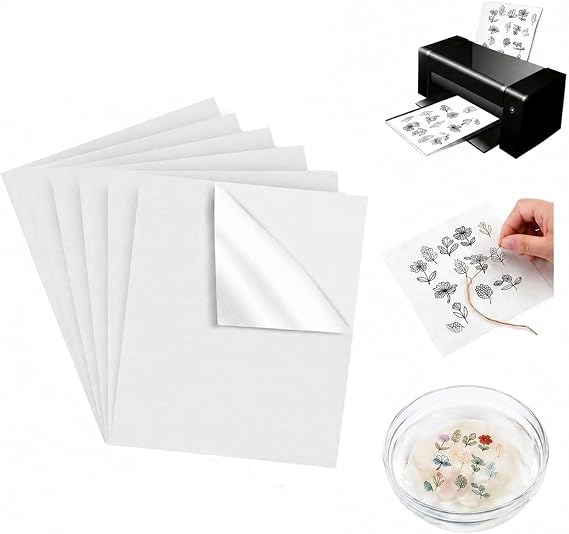 6PCS A4 Sticky Water Soluble Embroidery Stabilizer – Printable & Draw-On Wash Away Embroidery Paper, Medium Weight Self-Adhesive Sheets for Hand & Machine Embroidery