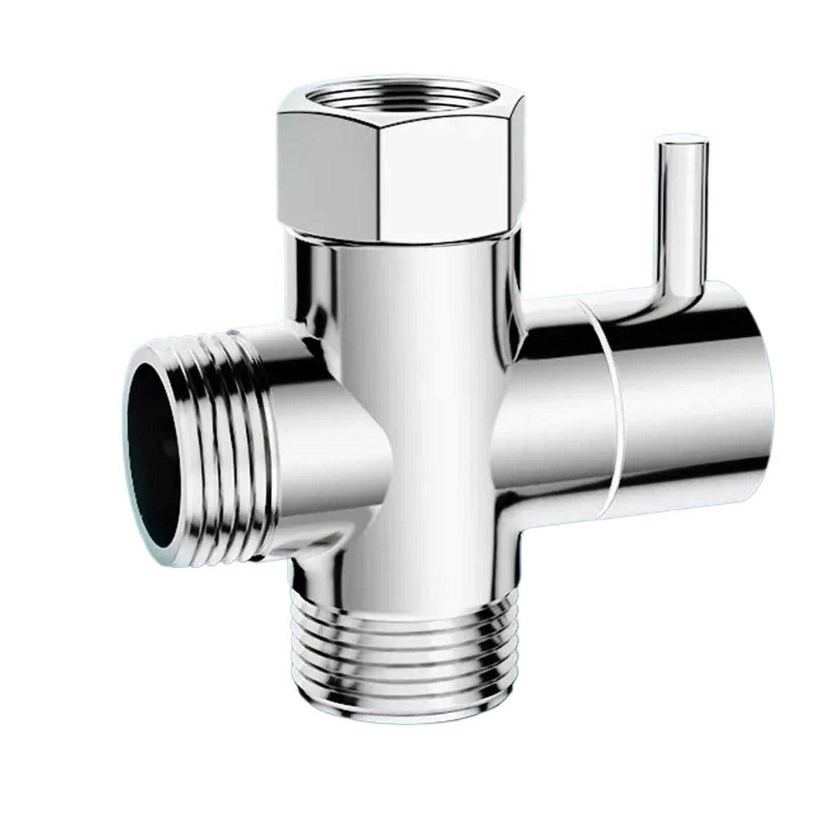 Valve， Faucet Angle Valve Pack of 2 Silver G1/2" T-Adapter Bathroom Toilet Bidet Shower Diverter