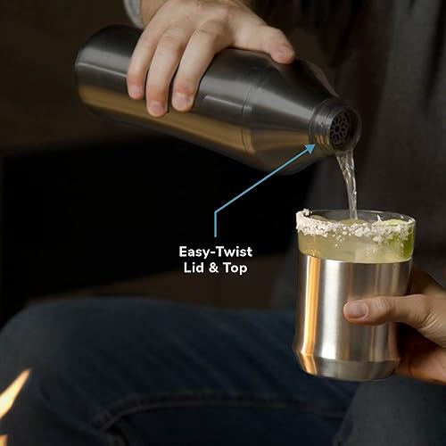 Miniatura 7 de Elevated Craft Coctelera híbrida + vaso de cóctel híbrido, paquete esencial de bar para el hogar, cóctel aislado al vacío y base de acero con