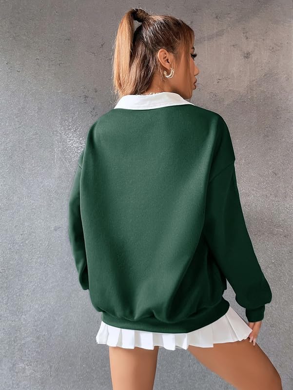 Image of Women Collar Button Hoodie /Sweatshirt | Polycotton Hoodies for Gym, Travel & Everyday Wear | Warm & Comfortable Casual Wear