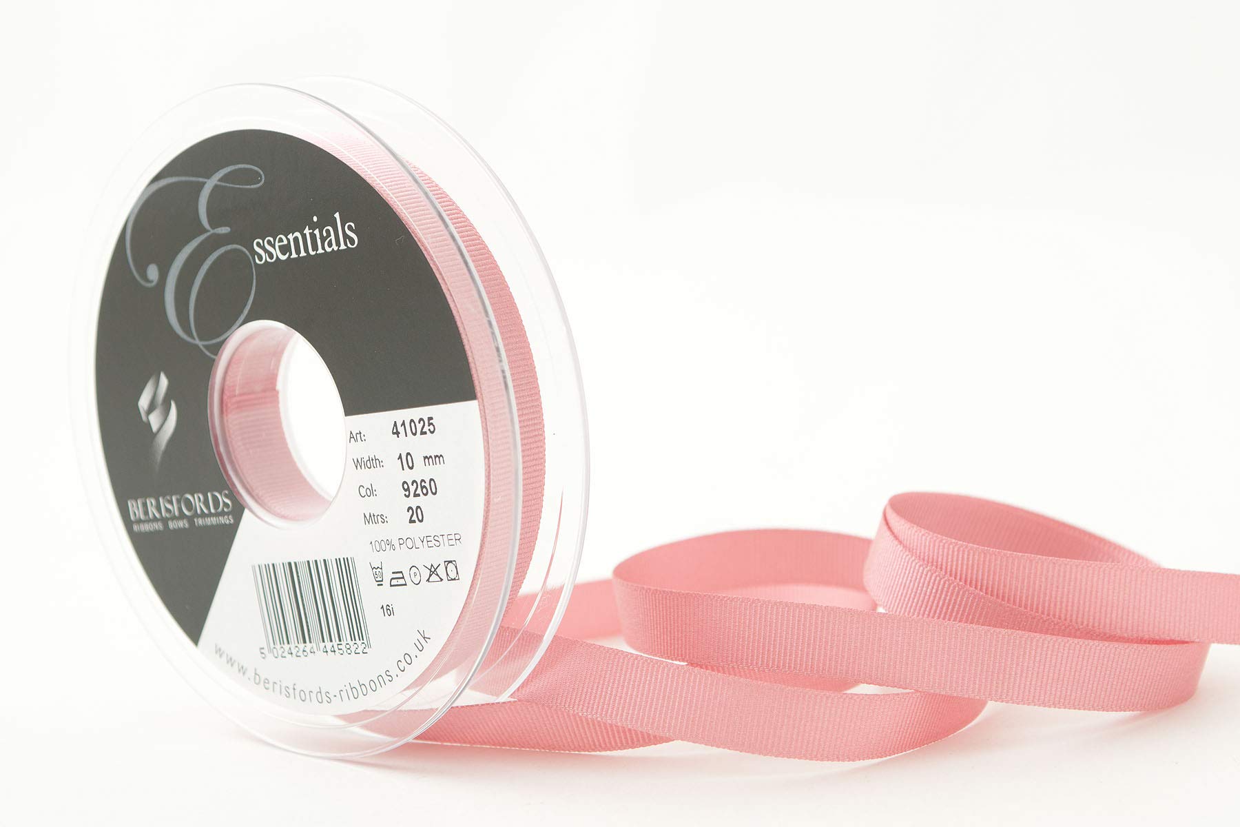 Berisfords Grosgrain, Polyester Dusky Pink, 10.4 x 10.4 x 1.4 cm, 10mm