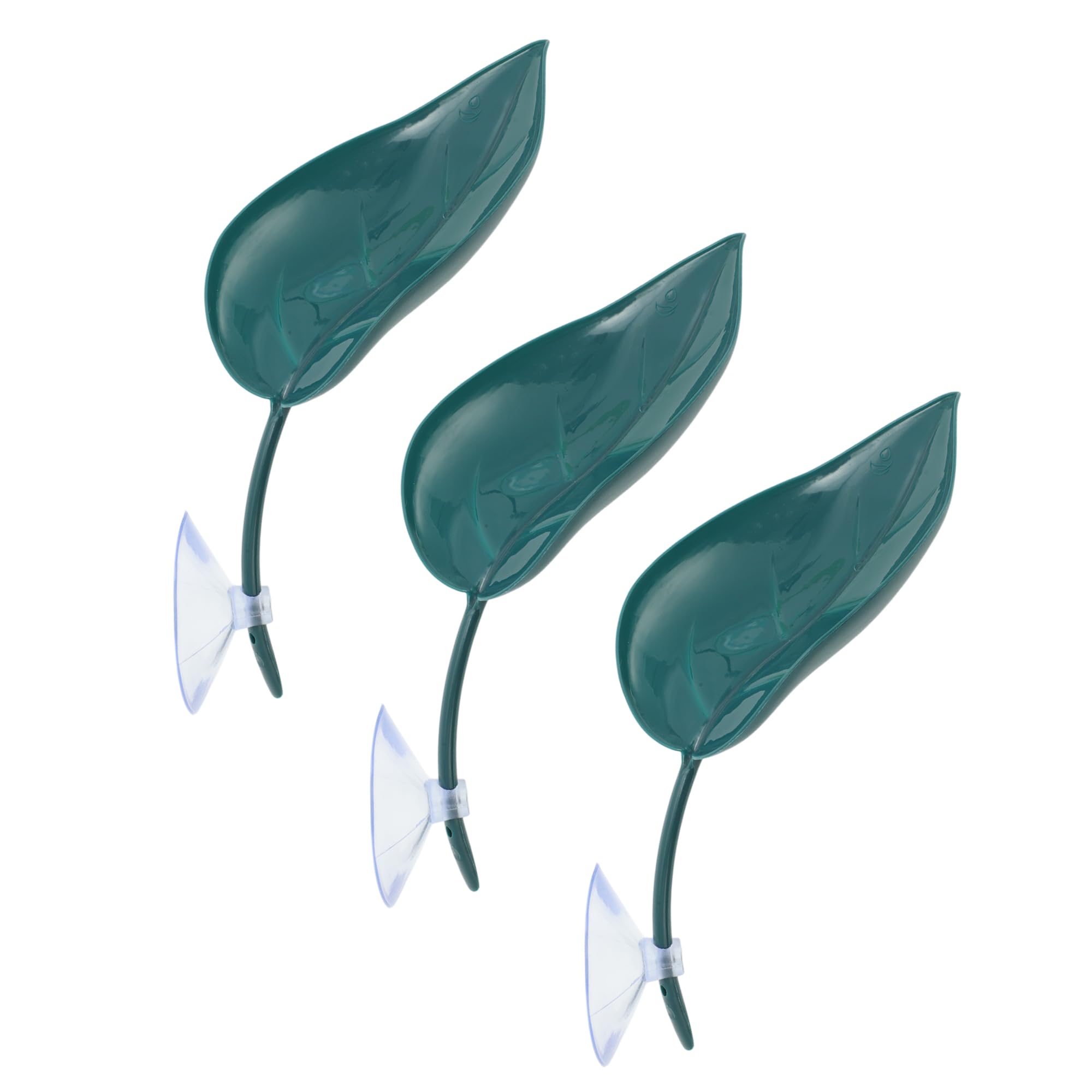 CAPASTEC Artificial Habitat Leaves, Artificial Plant Decoration with Suction Cups, Reptile Tank Decoration for Leopard Gecko Frog Lizards, Dark Blue, 3 Pcs