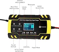 Vista 4 de Automatic Smart Battery Charger Car 12V/24V Pulse Repair Charger with LCD Display Intelligent Mode Overvoltage Protection Temperature Monitoring